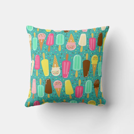 Colorful Ice Cream Pattern Summer  クッション (裏面)