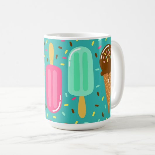 Colorful Ice Cream Pattern Summer  コーヒーマグカップ (正面右)