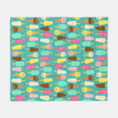 Colorful Ice Cream Pattern Summer  フリースブランケット (正面(横))