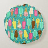 Colorful Ice Cream Pattern Summer  ラウンドクッション (裏面)