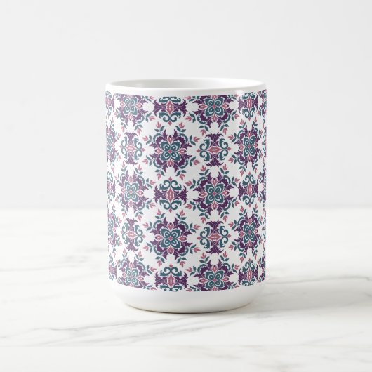 Colorful IkatFloral Motif Pattern コーヒーマグカップ (中央)