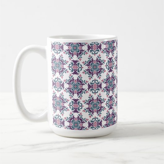 Colorful IkatFloral Motif Pattern コーヒーマグカップ (左)