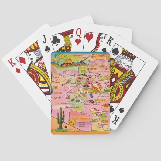 Colorful Illustrated Arizona Map Playing Cards トランプ (裏面)