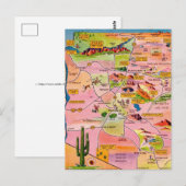 Colorful Illustrated Arizona Map Postcard ポストカード (正面/裏面)