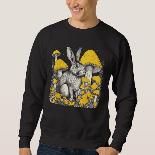 Colorful Illustrations Rabbit With Mushrooms スウェットシャツ (正面)