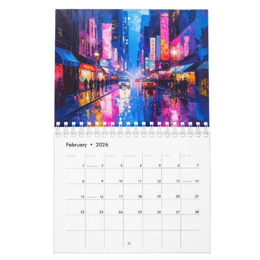 Colorful Impasto Art Calendar カレンダー (2月 2026)