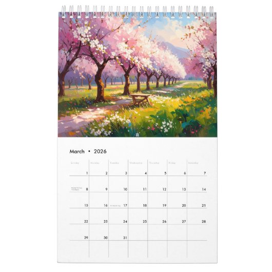 Colorful Impasto Art Calendar カレンダー (3月 2026)