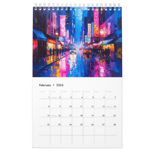 Colorful Impasto Art Calendar カレンダー (2月 2026)
