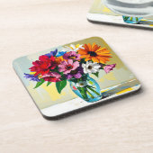 Colorful Impasto Vase of Flowers コースター (左側)