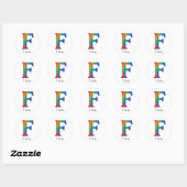 Colorful Initial Letter F Sticker ラウンドシール (シート)