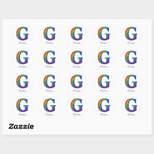 Colorful Initial Letter G Sticker ラウンドシール (シート)