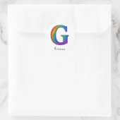 Colorful Initial Letter G Sticker ラウンドシール (バッグ)