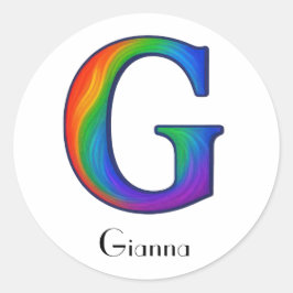 Colorful Initial Letter G Sticker ラウンドシール