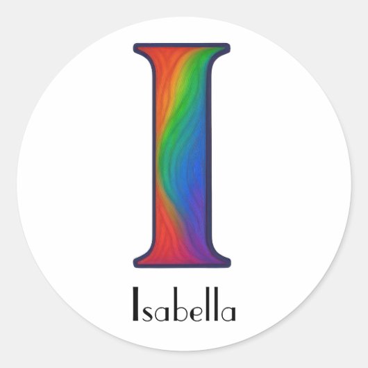 Colorful Initial Letter I Sticker ラウンドシール (正面)