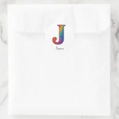 Colorful Initial Letter J Sticker ラウンドシール (バッグ)