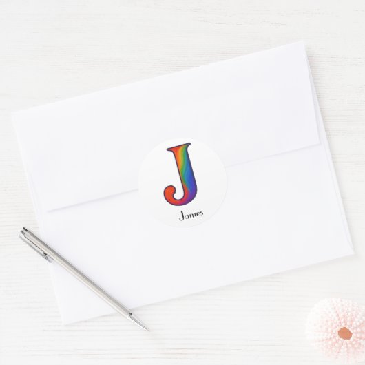 Colorful Initial Letter J Sticker ラウンドシール (封筒)
