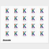 Colorful Initial Letter K Sticker ラウンドシール (シート)