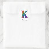 Colorful Initial Letter K Sticker ラウンドシール (バッグ)