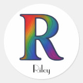 Colorful Initial Letter R Sticker ラウンドシール (正面)