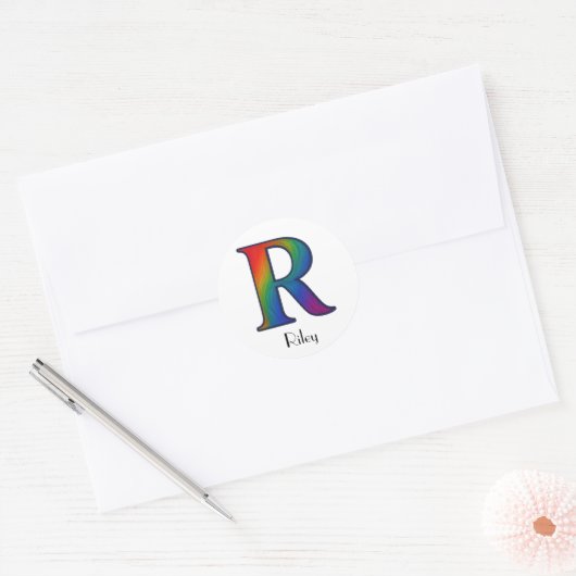 Colorful Initial Letter R Sticker ラウンドシール (封筒)