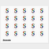 Colorful Initial Letter S Sticker ラウンドシール (シート)