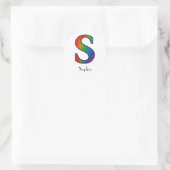 Colorful Initial Letter S Sticker ラウンドシール (バッグ)