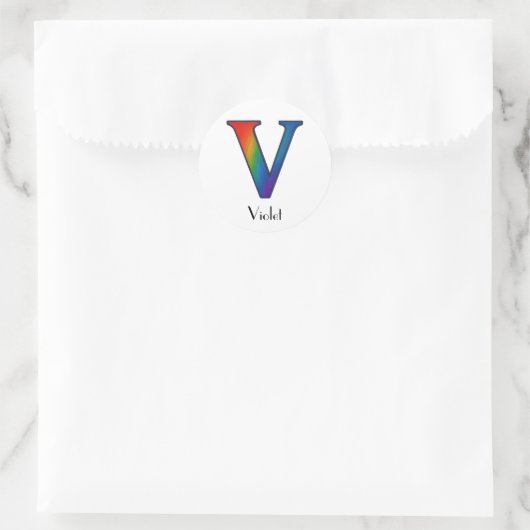 Colorful Initial Letter V Sticker ラウンドシール (バッグ)