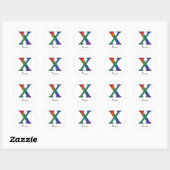 Colorful Initial Letter X Sticker ラウンドシール (シート)