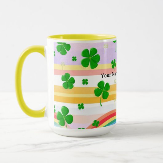Colorful Irish Shamrock Seamless Pattern マグカップ (左)