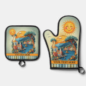 Colorful Italian Mediterranean  鍋つかみ&鍋敷きセット (正面)