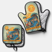 Colorful Italian Mediterranean  鍋つかみ&鍋敷きセット (正面/裏面)