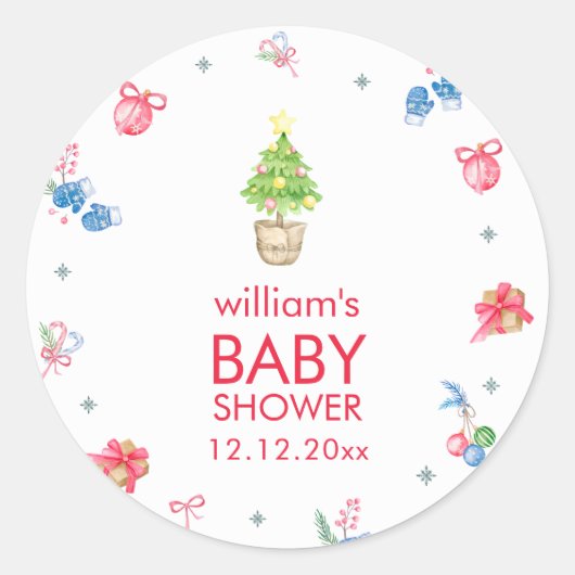 Colorful It's Cold Outside Winter Baby Shower  ラウンドシール (正面)