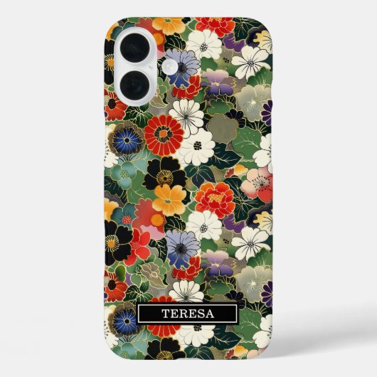 Colorful Japanese Floral Pattern Monogrammed Case-Mate iPhoneケース (裏面)