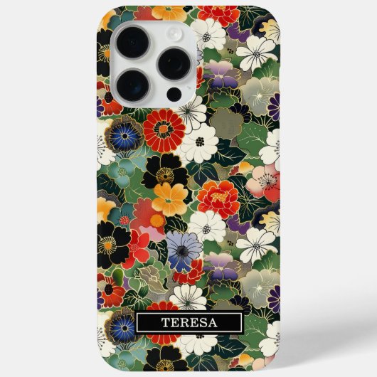 Colorful Japanese Floral Pattern Monogrammed Case-Mate iPhoneケース (裏面)