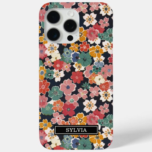 Colorful Japanese Floral Print Monogrammed Case-Mate iPhoneケース (裏面)