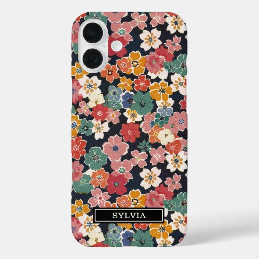 Colorful Japanese Floral Print Monogrammed Case-Mate iPhoneケース (裏面)