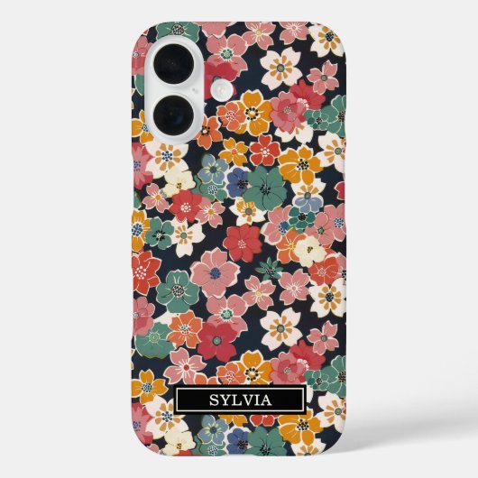 Colorful Japanese Floral Print Monogrammed Case-Mate iPhoneケース (裏面)