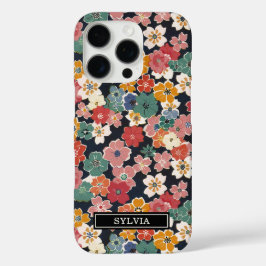 Colorful Japanese Floral Print Monogrammed iPhone 16 Proケース