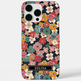 Colorful Japanese Floral Print Monogrammed iPhone 16 Pro Maxケース