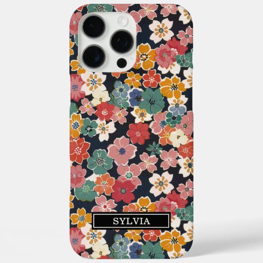 Colorful Japanese Floral Print Monogrammed Case-Mate iPhoneケース (裏面)
