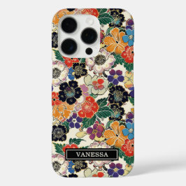 Colorful Japanese Flowers Monogrammed iPhone 16 Proケース