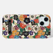 Colorful Japanese Flowers Monogrammed Case-Mate iPhoneケース (裏面 (横))
