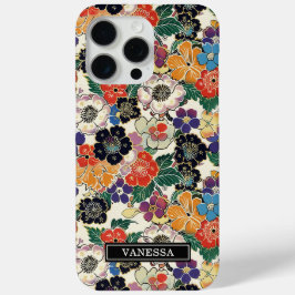Colorful Japanese Flowers Monogrammed iPhone 15 Pro Maxケース