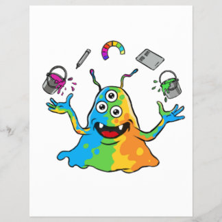 Colorful Jelly Alien Juggling Cute Art Monster Whi チラシ