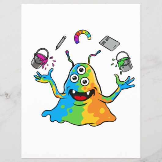 Colorful Jelly Alien Juggling Cute Art Monster Whi チラシ (正面)