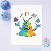 Colorful Jelly Alien Juggling Cute Art Monster Whi チラシ (シングル)