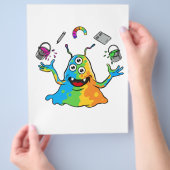 Colorful Jelly Alien Juggling Cute Art Monster Whi チラシ (手)