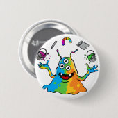 Colorful Jelly Alien Juggling Cute Whimsical Monst 缶バッジ (正面&裏面)