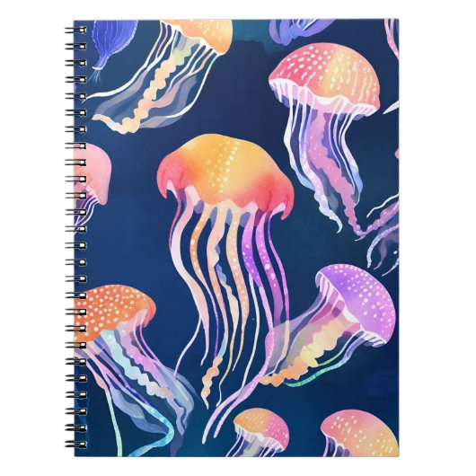 Colorful Jellyfish | Ocean Animal Watercolor ノートブック (正面)