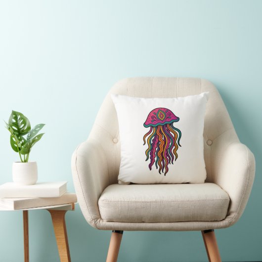 Colorful Jellyfish Throw Pillow クッション (椅子)